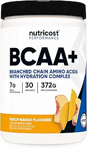 Nutricost BCAA + Hydration Powder (Peach Mango) 30 Σερβιέτες - Διακλαδισμένη Αλυσίδα Αμινοξέα με Hydration Complex - Χωρίς γλουτένη, Μη ΓΤΟ