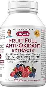 ANDREW LESSMAN Φρούτα Πλήρης Anti-Oxidant Εκχυλίζει 360 κάψουλες - 14 φυσικά φρούτα και μούρα εκχυλίσματα. Βατόμουρο, βατόμουρο, Σπόροι σταφυλιού, Ρόδι, ρεσβερατρόλη, και πολλά άλλα.