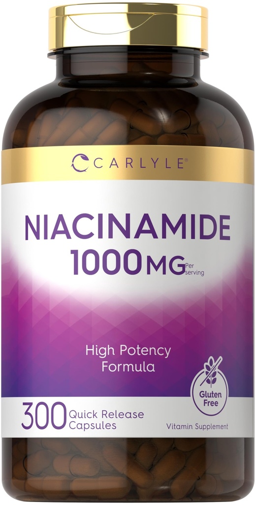 Carlyle Niacinamide 1000 mg | 300 Capsules | High Potency Formula | Non-GMO, Gluten Free Supplement