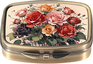 Dynippy κουτί χάπι περίπτωση με καθρέφτη Retro Pocket 2 συσκευασία ιατρική περίπτωση χάπια βιταμίνης διοργανωτής για Pocket Purse και τα ταξίδια (κυτίνο λουλούδι)