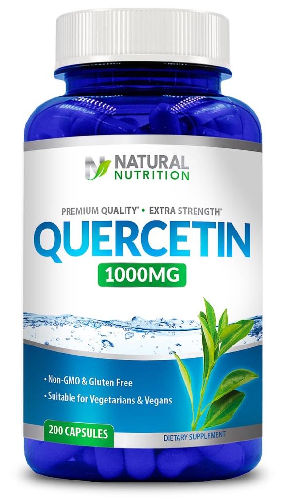 Natural Vitamin Quercetin Maximum Strength 1000mg 200 Capsules Gluten Free Non-GMO