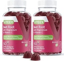 Viteey Beet Root Gummies with Magnesium & Vitamin C - Beetroot Supplement for Heart Health, Blood Pressure Support - Vegan, Gluten-Free - 120 Count