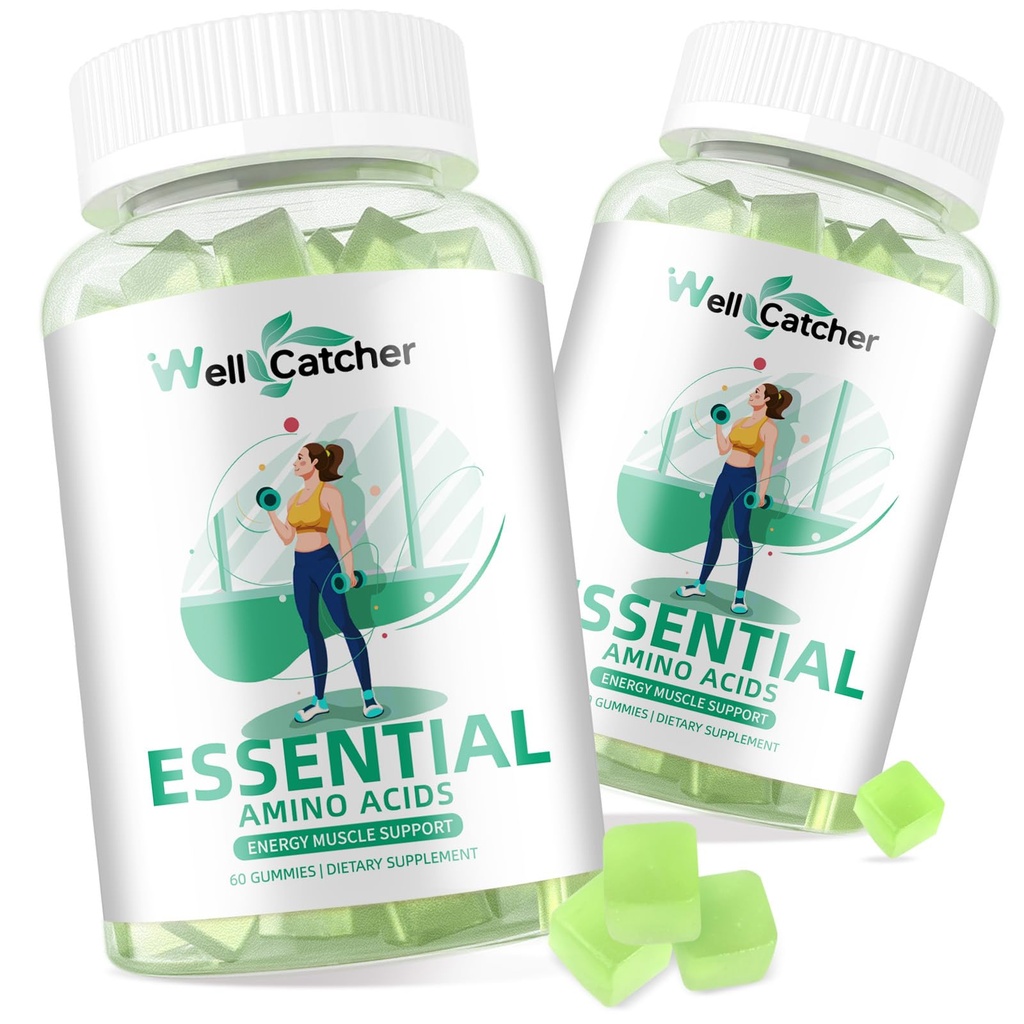 EAA Gummies Essential Amino Acids - 60 Ημέρες Προμήθεια Όλα 9 Essential Aminos και Όλα τα διακλαδισμένα-Chain Aminos (BCAAs) Ζάχαρη Δωρεάν με την αποκατάσταση μυών Ενεργειακή υποστήριξη μη GMO Πράσινη Apple Γεύση
