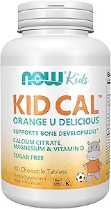 NOW Foods Supplements, Kid Cal with Calcium Citrate, Magnesium and Vitamin D, Tart Orange, 100 Chewables, packaging may vary