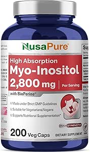 NusaPure Myo-Ινοσιτόλη 2800mg, 200 κάψουλες, επιπλέον συμπλήρωμα δύναμης, μη ΓΤΟ