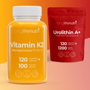 LongLifeNutri Vitamin K2 MK-7 100 mcg & Urolithin A+ 1000 mg Bundle – 120 Veg Capsules Each, Up to 4-Month Supply, Bone, Circulation & Longevity Support, Lab Tested, Made in USA