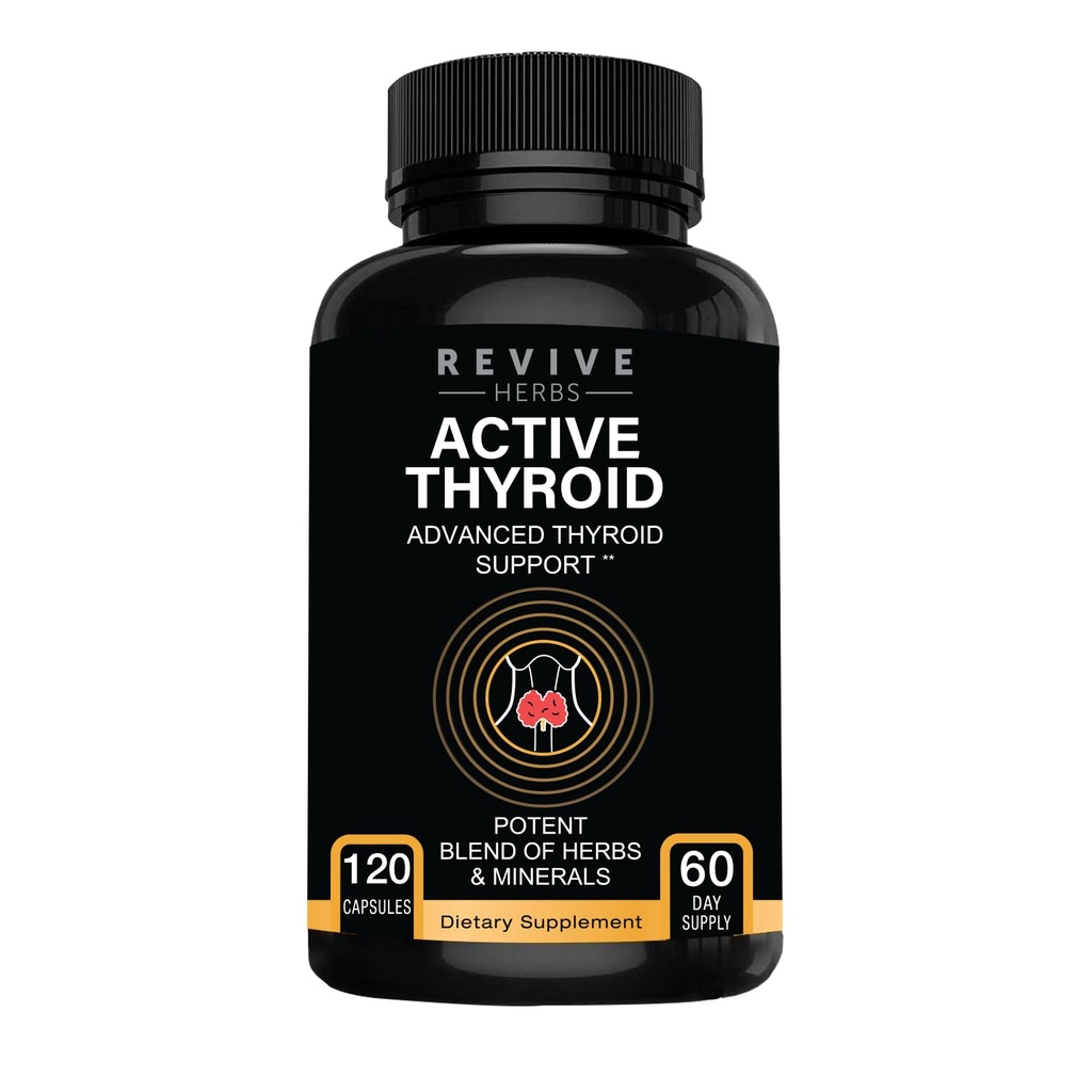 Thyroid Support: Powerful Blend of Ashwagandha, Iodine, Selenium, Magnesium, Zinc, Vitamin B12 & More for Optimal Health - 120 Capsules