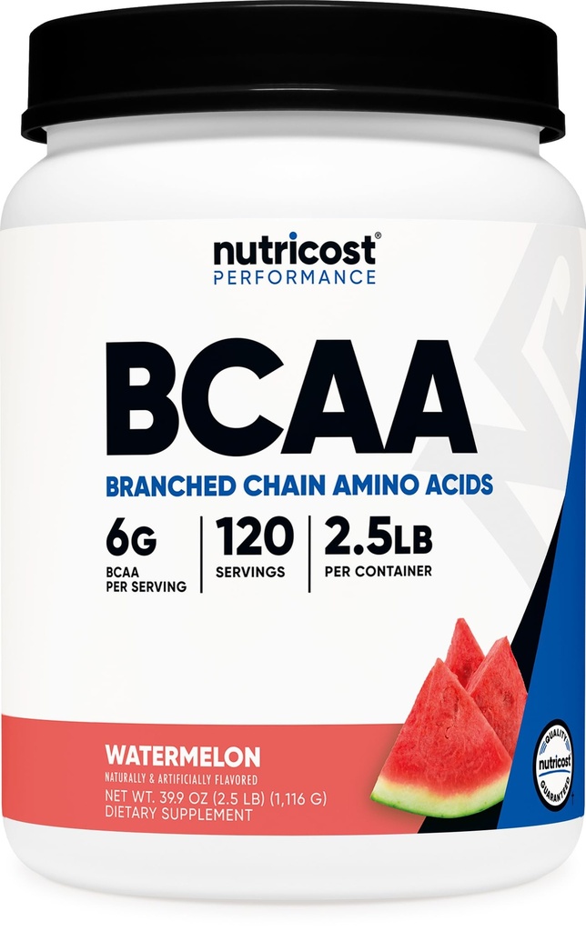 Nutricost BCAA σκόνη 2:1:1 (Νερόμελο, 120 σέρβις) - Χωρίς γλουτένη, μη ΓΤΟ, χορτοφάγοι