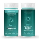 Iwi Omega-3 Minis & Brain Omega-3 Bundle, 30 Servings, Vegan Plant-Based Algae Omega 3 with EPA + DHA, Krill & Fish Oil Alternative, No Fishy Aftertaste