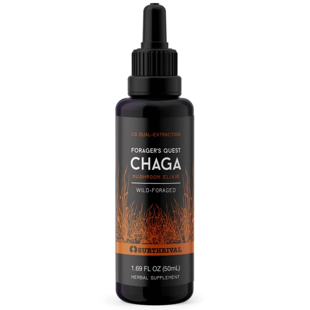 Surthrival: Chaga Mushroom Extract Forager's Quest, 50 mL, με το ανοσοποιητικό, αντιιώδες, αντιφλεγμονώδες φαρμακευτικό μανιτάρι της φύσης