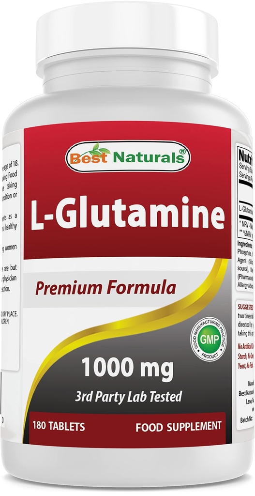 Best Naturals L-Glutamine 1000mg Καύσιμο για την προπόνηση (Non-GMO) δισκία, 180 μέτρα