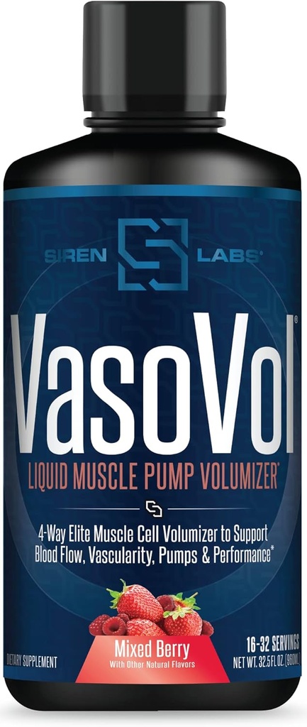 Vaso-VOL Υγρή αντλία μυών Volumizer με Sulfate Agmatine - Προ προπόνηση για τους άνδρες για να λάβει τις προπονήσεις σας στο επόμενο επίπεδο με αγγειότητα και την απόδοση (Mixed Berry)