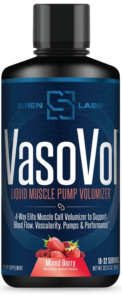 Vaso-VOL Υγρή αντλία μυών Volumizer με Sulfate Agmatine - Προ προπόνηση για τους άνδρες για να λάβει τις προπονήσεις σας στο επόμενο επίπεδο με αγγειότητα και την απόδοση (Mixed Berry)