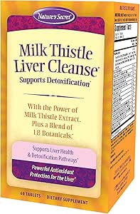 Μυστικό Γάλα Thittle Liver Cleanse - 60 δισκία - Υποστηρίζει υγιή λειτουργία του ήπατος & αποτοξίνωση - 18 Βοτανική τύρφη ανάμειξη, δαντελίων, τεύτλων, & Artichoke - Φυσικό ισχυρό αντιοξειδωτικό