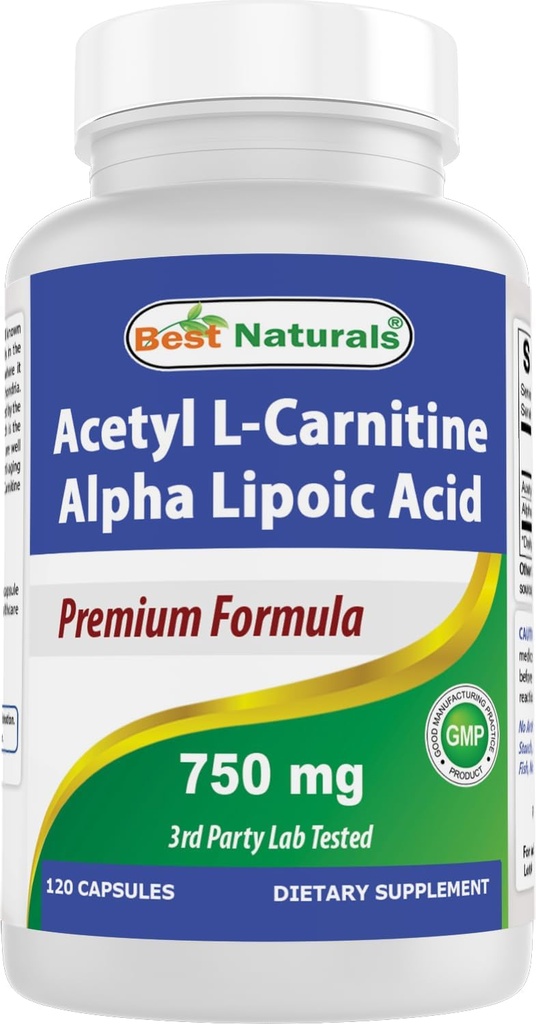 Best Naturals Acetyl L-καρνιτίνη και άλφα λιποϊκό οξύ 750 mg 120 κάψουλες