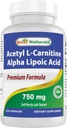 Best Naturals Acetyl L-καρνιτίνη και άλφα λιποϊκό οξύ 750 mg 120 κάψουλες