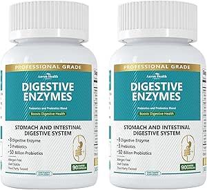 800mg Digestive Ένζυμα για άνδρες και γυναίκες με προβιοτικά & πρεβιοτικά, 8 βασικά ένζυμα, πρωτεάση, αμυλάση & λιπάση 180 κάψουλες - Μια 60-ημέρα προμήθεια για την ανακούφιση από την αιμορραγία και το αέριο - μη ΓΤΟ