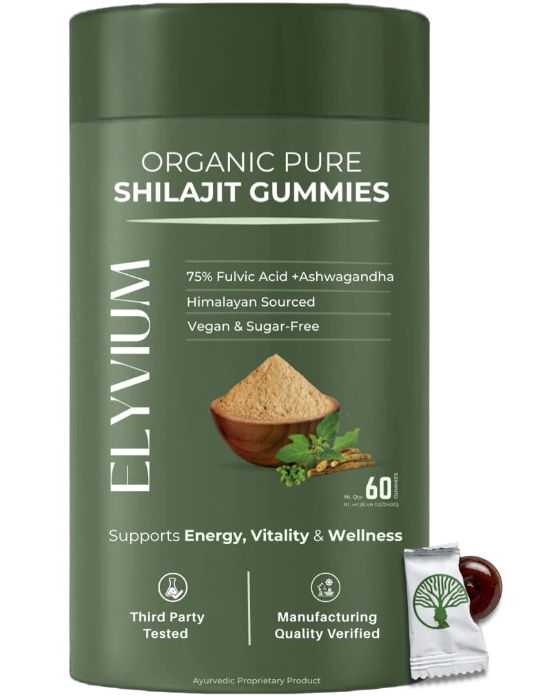 Pure Himalayan Shilajit Gummies with Ashwagandha - Alpha Gummies for Men & Women - Organic Shilajit for Men Energy & Immune Support - Trace Mineral & Fulvic Acid - No Sugar, Non-GMO - 60Count