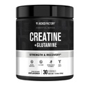 Jacked Factory Creatine + Glutamine - συμπλήρωμα κρεατίνης με L-Γλουταμίνη για την αποκατάσταση των μυών, την ανάπτυξη των μυών, την αυξημένη δύναμη, την αυξημένη παραγωγή ενέργειας, και την υγεία των ούρων - 30 εξυπηρετούν, χωρίς γεύση