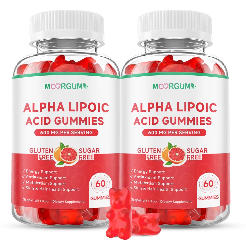 Alpha Lipoic Acid Gummies 600mg, Support Antioxidant, Nerve, Metabolic & Liver Health, Sugar Free, Vegan ALA Supplements, 120 Count, Grapefruit Flavor