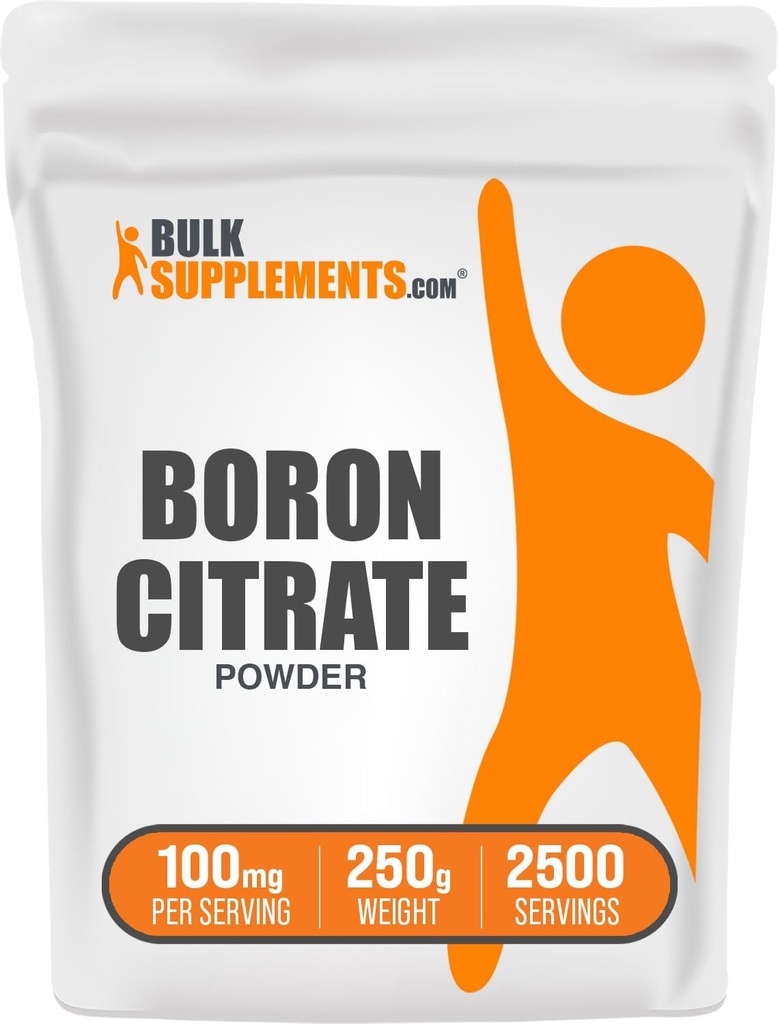 BulkSupplements.com Boron Citrate Powder - Boron Supplement for Men & Women, Food Grade - for Bones & Joints Support, 100mg per Serving, 250g (8,8 oz) (Pack of 1)
