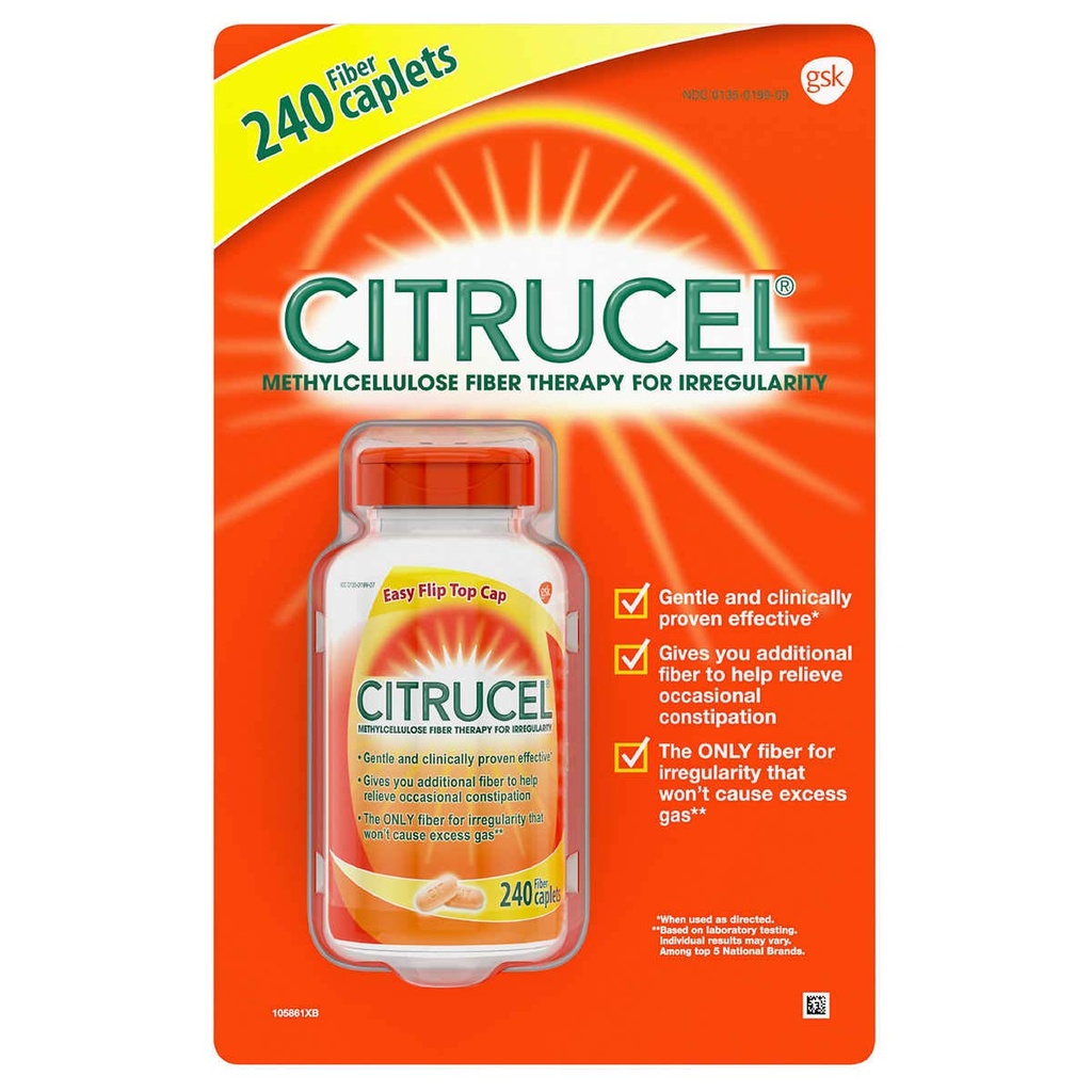Citrucel Fiber Therapy, 240 Fiber Caplets (3 Pack)