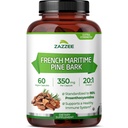Zazzee Extra Strength French Maritime Pine Bark Extract 20:1, 350 mg Per Capsule, 95% Proanthocyanidins, 60 Vegan Capsules, 2 Month Supply, Certified Kosher, Antioxidant Support, Non-GMO, Made in USA