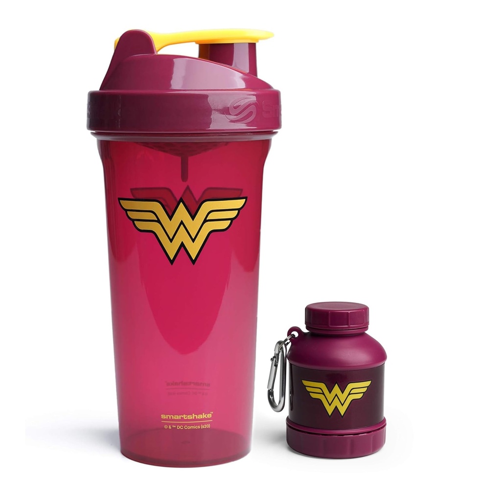 Smartshake DC Comic Bundle - Wonder Woman Protein Shaker – 800ml Leakproof Bottle & 110ml BPA-Free Funnel for Protein Powder.