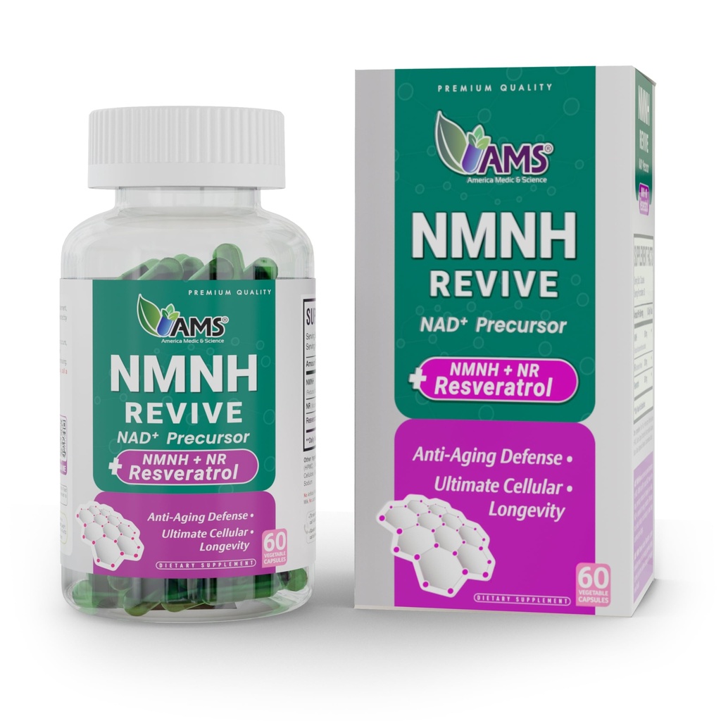 America Medic & Science NMNH Revive – Dual NAD+ Precursor Supplement for Longevity, Healthy Aging, Energy, Metabolic Function, Skin & Cellular Health – 60 Capsules for Daily Vitality