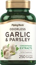 Piping Rock Odorless Garlic and Parsley Supplement | 250 Softgel Capsules | Concentrated Herbal Extract | Non-GMO, Gluten Free