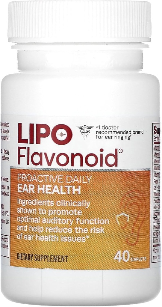 Proactive Daily Ear Health Supplement by Lipo-Flavonoid, Προωθεί Μακροχρόνια και Υποστηρίζει Βέλτιστη Ακουστική Λειτουργία και Γνωστική Υγεία, 40 Caplets