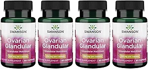 Swanson Ovarian Glandular - Natural Supplement Promoting Women's Glandular Health & Balance Support - Sourced from Premium Bovine Tissue to Support Wellness - (60 Capsules, 250mg Each) (4 Pack)