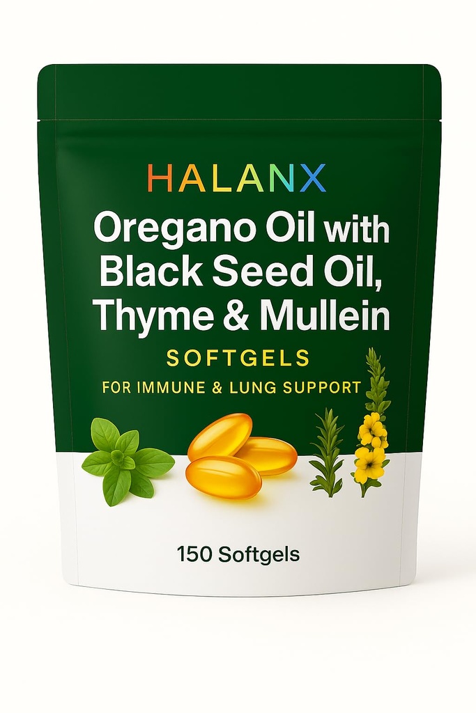 Oil of Oregano Softgels - Oregano Oil with Black Seed Oil, Thyme and Mullein | Non-GMO Immune Support Supplement | Oregano Oil Capsules | Organic Oregano Oill Supplement (150 Softgels)