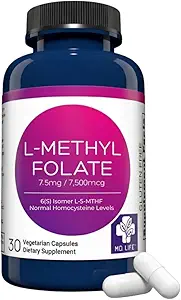 MD Life L- Methylfolate 7, 5 mg συμπλήρωμα - Επαγγελματικό- Grade Active L Methylfolate συμπλήρωμα - 90 κάψουλες - L- Methylfolate 7, 5mg - Μέγιστη ισχύς MTHFR W/ Essential Amino Acids