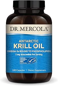 Dr. Mercola Antarctic Krill Oil - 1.000 mg - Omega-3 συμπλήρωμα με EPA & DHA - Υποστηρίζει τον εγκέφαλο, την καρδιά, την κοινή & ανοσοποιητική υγεία - GMO-free, χωρίς γλουτένη & χωρίς σόγια - 180 κάψουλες (90 εξυπηρετούν)