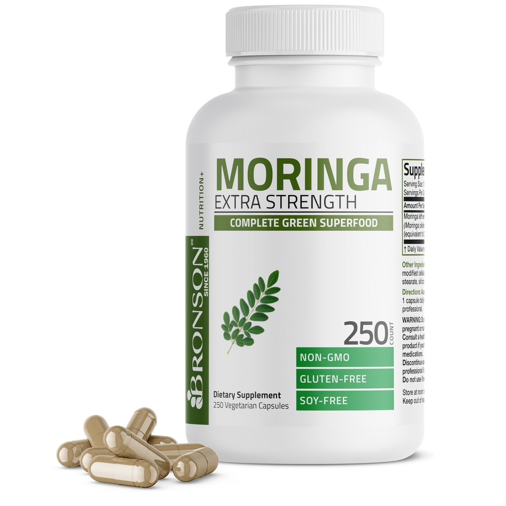 Bronson Moringa Extra Strength Κάψουλες Moringa Oleifera Powder, 250 Count