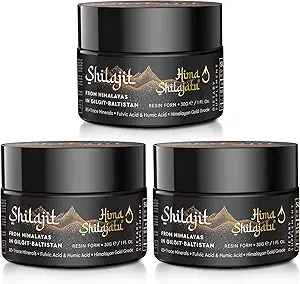 Shilajit Purest Himalayan Organic Shilajit Resin - Χρυσός βαθμός 100% καθαρότητας Shilajit με Fulvic Acid & 85+ Trace Minerals Complex για την ενέργεια & την ανοσοποιητική υποστήριξη, πακέτο των 3 (6 Μήνες Προμήθεια)