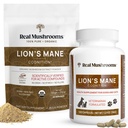 Real Mushrooms Lions Mane for Humans (60 Servings) and Pets (120ct) - Σκόνη & Κάψουλες Δέσμη για Γνωστικότητα & Ανοσία - Vegan, Μη ΓΤΟ, Χωρίς Γλουτένη, Χωρίς κόκκους Συμπληρώματα Εκχύλισμα Μανιταριών