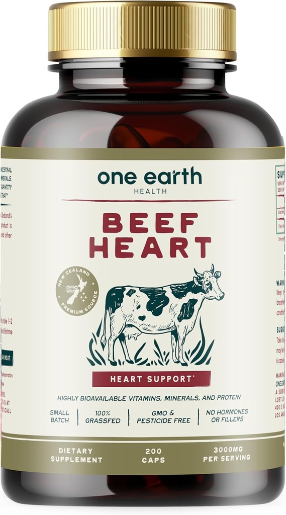 Grass Fed Beef Heart - Νέα Ζηλανδία πηγάζει καρδιά. 3.000mg ανά υπηρεσία, 200 κόμης