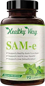 Healthy Way 500mg SAM-e συμπλήρωμα - Υψηλής αντοχής 500mg S-Adenosyl-L-Μεθειονίνη κάψουλες για το κοινό συκώτι εγκεφάλου και υποστήριξη διάθεσης - μη ΓΤΟ υψηλής απορρόφησης ίδιο συμπλήρωμα (90 εξυπηρετούν)