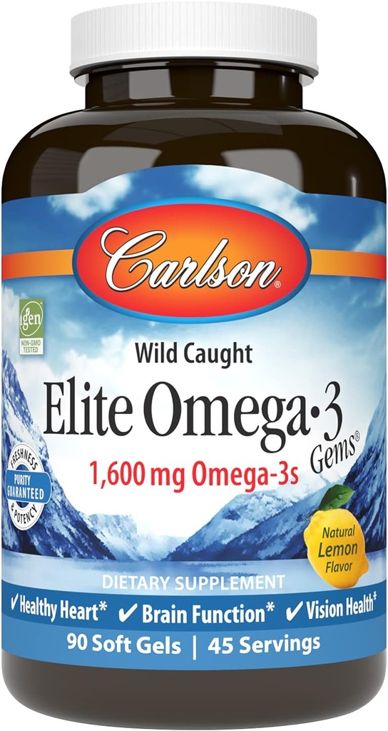 Carlson Labs Wild Capt Elite Omega-3, 1600mg, Ωμέγα 3s, Μαλακά Τζελ, 90 Count