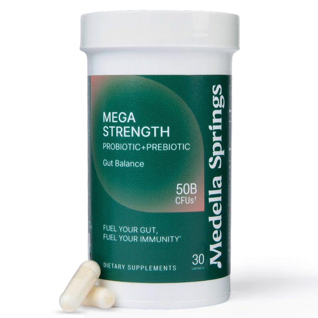 Mega-Strain 50 Δισεκατομμύρια CFU Προβιοτικά + Πρεβιοτικά 30 Caps Προβιοτικά για γυναίκες & άνδρες - Διατηρήστε καλή Χλωρίδα Προβιοτική & Πειθιστική Υγεία - Δεν απαιτείται ψύξη Προβιοτικά Lactobacillus Rhamnosus