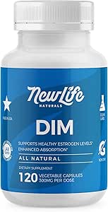 NewLife Naturals DIM Supplement 300mg, Women & Men - Hormonal Acne Pills, Menopause Relief | Healthy Estrogen Level | Hormonal Balance - 120Day Supply