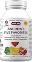ANDREW LESSMAN Andrew's Five Favorites 500 Κάψουλες - Παρέχει 200mg κάθε ένα από Coenzyme Q-10, Resveratrol, EGCG, Ρόδι και άλφα Lipoic Acid, Ισχυρή Αντιοξειδωτική Υποστήριξη, Δεν Πρόσθετα