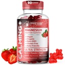 Glycinate Gummies Μαγνήσιο, 1000 mg - Συμπλήρωμα Μαγνησίου για την υποστήριξη Χαλάρωση, Υγεία της Καρδιάς - Μασώμενα Ήρεμες Μαγνησίες για Ενήλικες, Glicinato De Magnesio - Flavor Φράουλα
