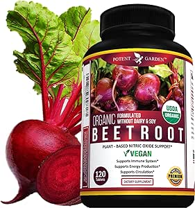 Potent Garden Organic Beet Root 1350 mg με Black Pepper – 120 Vegan Tablets