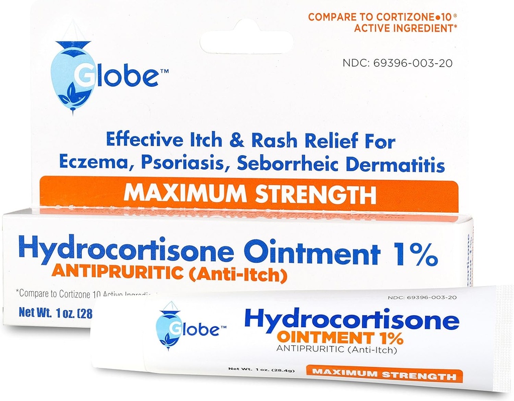 Globe Hydrocortisone Μέγιστη Δύναμη Διαφανής Αλοιφή 1%,1 oz 