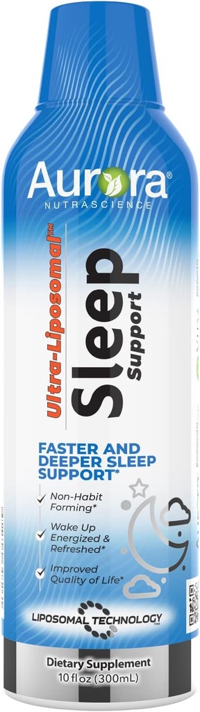 Vida Lifescience Aurora Nutrascience Ultra-Liposomal Sleep Aid Support, περιλαμβάνει μελατονίνη, L-Θεανίνη, Ashwagandha και ηρεμώντας χαμομήλι, χαμομήλι, 30 εξυπηρετούν, 10 fl oz