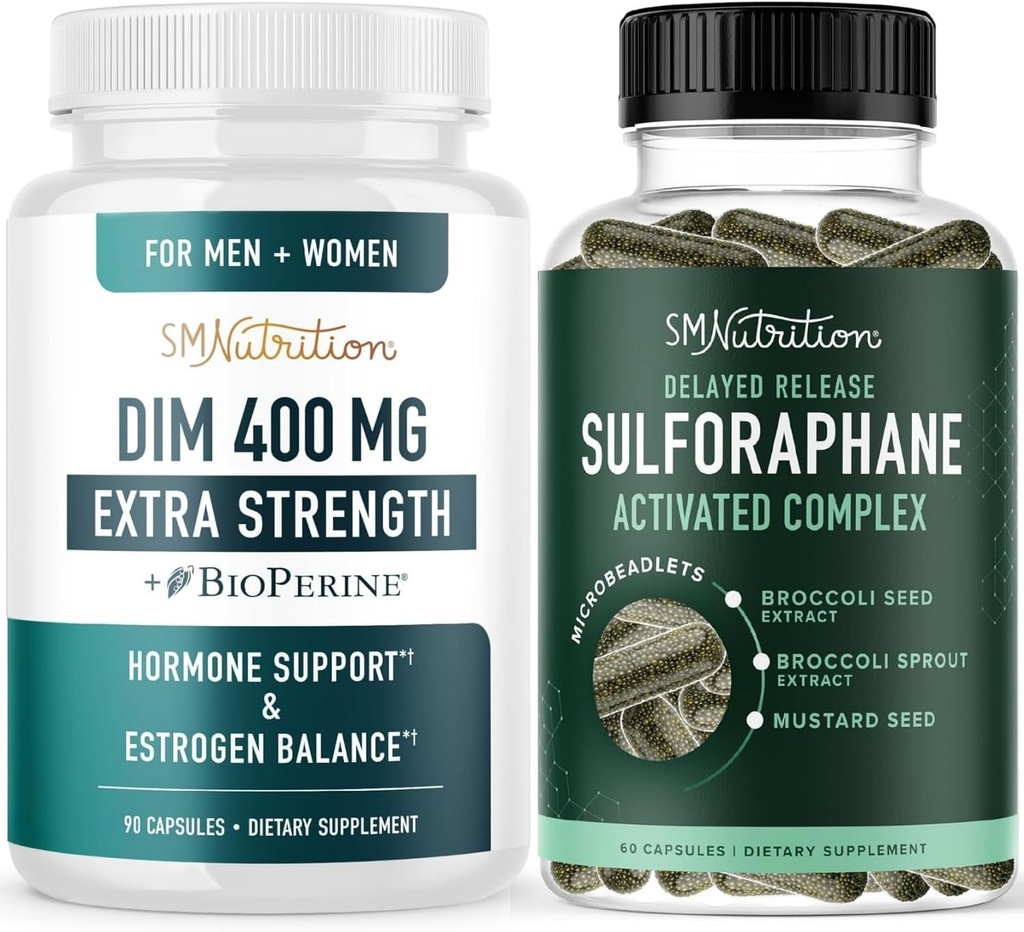Sulforaphane Complex & 400mg DIM Supplement for Enhanced Estrogen Balance for Women | Advanced Microbeadlet Hormone Balance Supplement (60 Servings) with Extra Strength DIM (90 Servings)