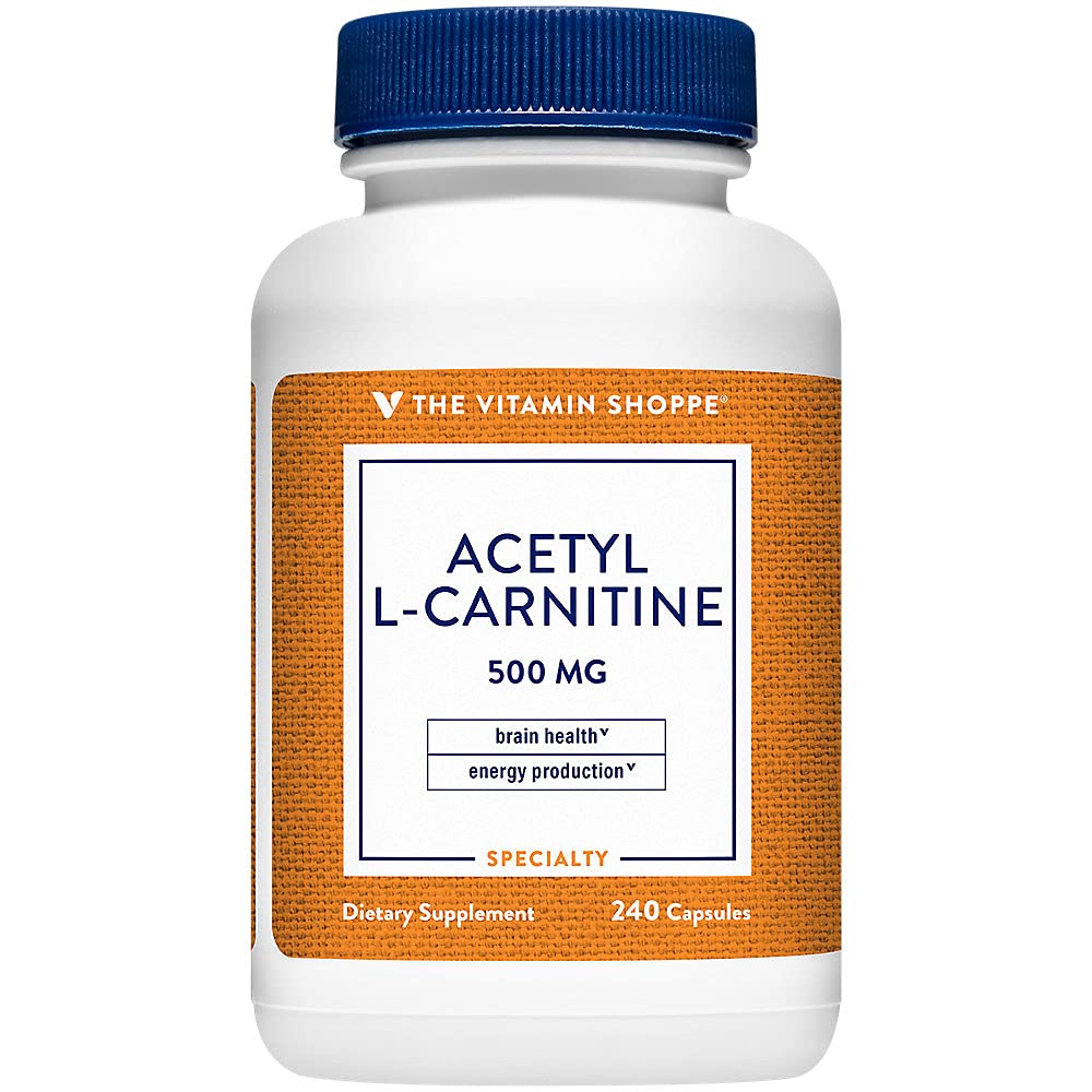 Η Βιταμίνη Shoppe Acetyl-L-Καρνιτίνη 500mg – Υποστηρίζει Υγιεινή λειτουργία εγκεφάλου & μνήμης, προωθεί την παραγωγή ενέργειας – CarnipureTM Προσφορές Καθαρή μορφή L-Καρνιτίνη (240 κάψουλες)